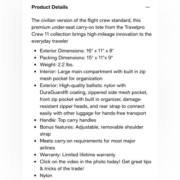 ✈️Travelpro”The Choice Of Flight Crews And Frequent Travelers” Multipurpose Tote - Picture 15 of 15